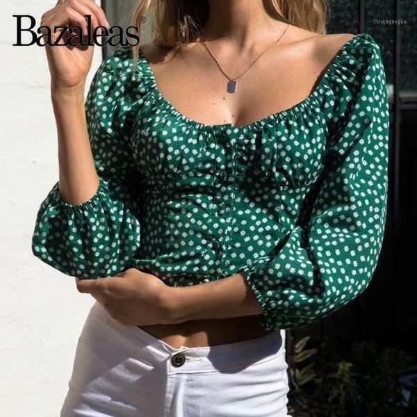 women's blouses & shirts bazaleas vintage green floral print fashion cropped womens and chic women crop blusas mujer de moda, White
women's blouses & shirts bazaleas vintage green floral print fashion cropped womens and chic women crop blusas mujer de moda, White