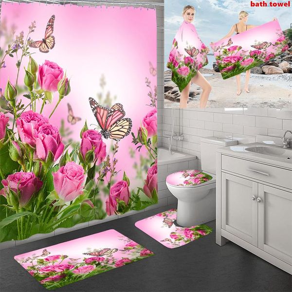 shower curtains 5pcs/set curtain with bath towel printed bathroom non-slip mat rug toilet cover soft water absorbing beach blanket
shower curtains 5pcs/set curtain with bath towel printed bathroom non-slip mat rug toilet cover soft water absorbing beach blanket