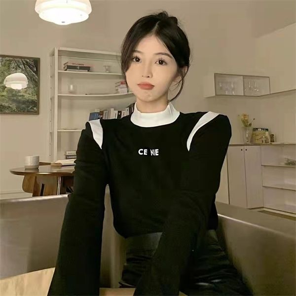 winter ce black and white stitching medium high neck slim bottomed shirt is thin and versatile long sleeved for women
winter ce black and white stitching medium high neck slim bottomed shirt is thin and versatile long sleeved for women