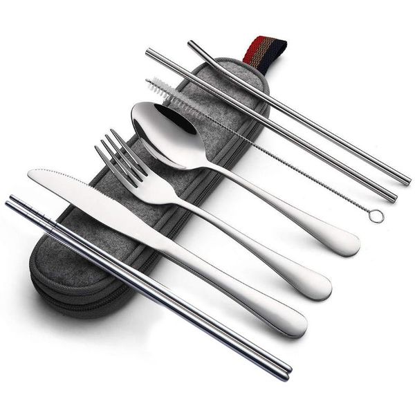 stainless steel portable tableware 304 straw knife fork spoon chopsticks combination set titanium plating dinnerware sets
stainless steel portable tableware 304 straw knife fork spoon chopsticks combination set titanium plating dinnerware sets