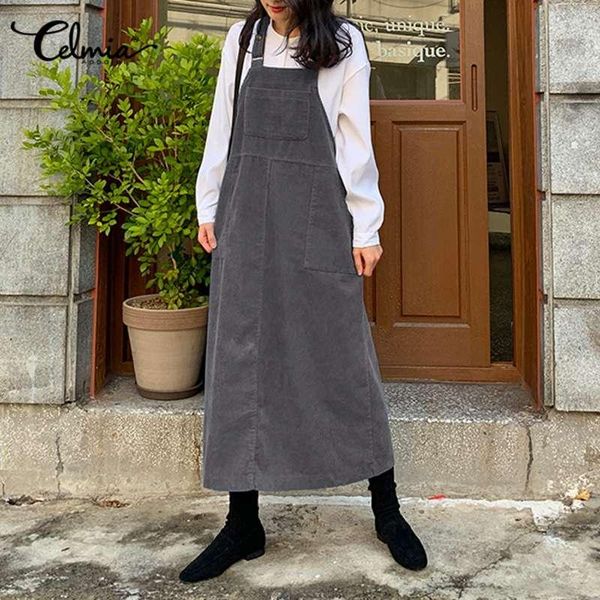 casual dresses celmia 2021 winter women apron dress autumn loose sleeveless corduroy fashion spaghetti strap pockets party midi robe, Black;gray
casual dresses celmia 2021 winter women apron dress autumn loose sleeveless corduroy fashion spaghetti strap pockets party midi robe, Black;gray
