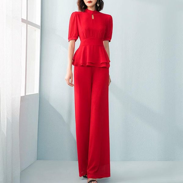 women's two piece pants 2021 summer women chiffon pieces suits short sleeve shirt blouse long wide leg trousers lady 2 sets, White
women's two piece pants 2021 summer women chiffon pieces suits short sleeve shirt blouse long wide leg trousers lady 2 sets, White