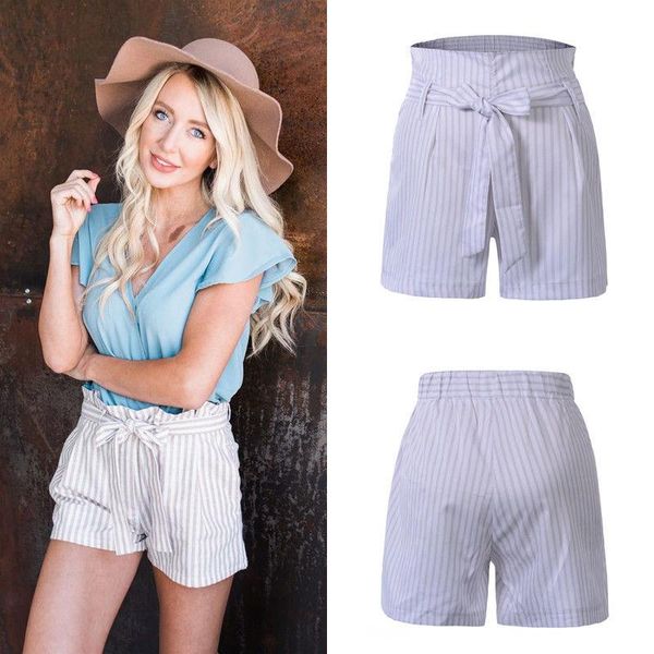 women high waist striped shorts ladies summer strap casual short women's, White;black
women high waist striped shorts ladies summer strap casual short women's, White;black