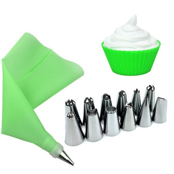 baking & pastry tools 14 pcs/set silicone icing piping cream bag +12pcs stainless steel nozzle tips converter diy cake decorating
baking & pastry tools 14 pcs/set silicone icing piping cream bag +12pcs stainless steel nozzle tips converter diy cake decorating