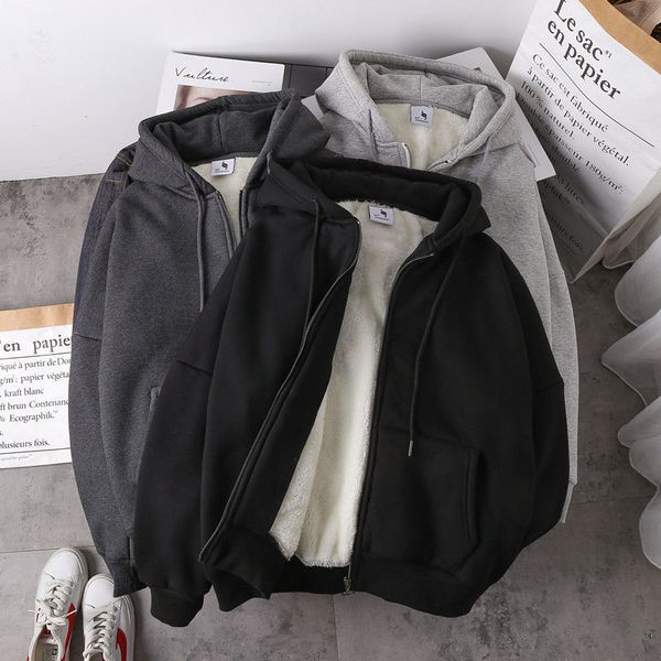women's hoodies & sweatshirts women sweatshirt solid color autumn winter imitation lamb wool korean loose plus velvet thick zipper, Black
women's hoodies & sweatshirts women sweatshirt solid color autumn winter imitation lamb wool korean loose plus velvet thick zipper, Black