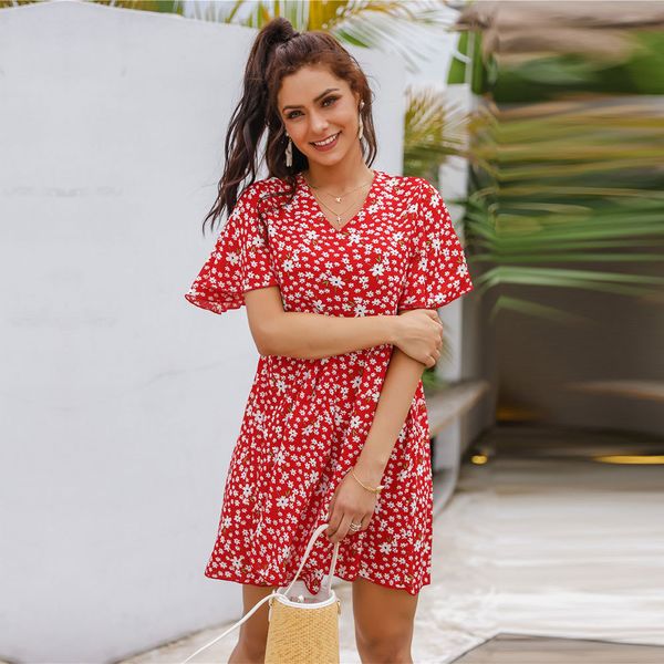 summer print short dress women new v neck butterfly sleeve floral dress ladies fashion slim party dresses 210413, Black;gray
summer print short dress women new v neck butterfly sleeve floral dress ladies fashion slim party dresses 210413, Black;gray