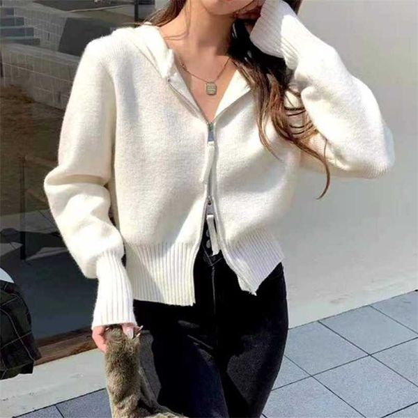 colorfaith winter spring women's sweaters short cardigans zipper hooded thicken knitted wild korean lady swc1237jx 211007, White;black
colorfaith winter spring women's sweaters short cardigans zipper hooded thicken knitted wild korean lady swc1237jx 211007, White;black