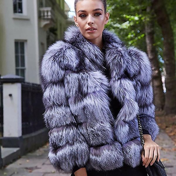 women's fur & faux furealux 2021 arrival real silver coat autumn winter temperament pure color light luxury warm, Black
women's fur & faux furealux 2021 arrival real silver coat autumn winter temperament pure color light luxury warm, Black