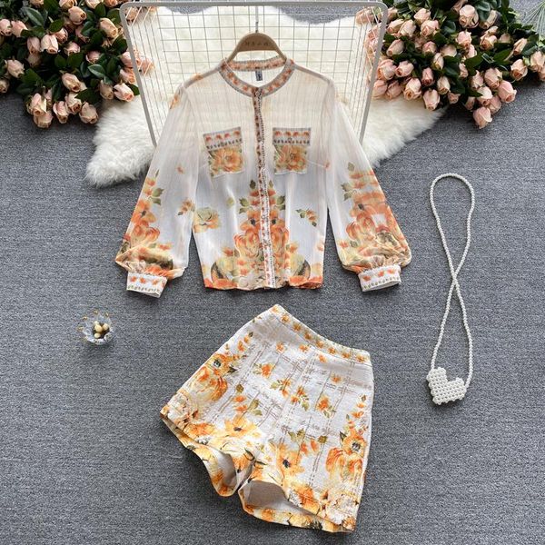 women's tracksuits temperament suit summer clothes thin chiffon shirt printed wide-leg shorts fashionable two-piece dk636, Gray
women's tracksuits temperament suit summer clothes thin chiffon shirt printed wide-leg shorts fashionable two-piece dk636, Gray