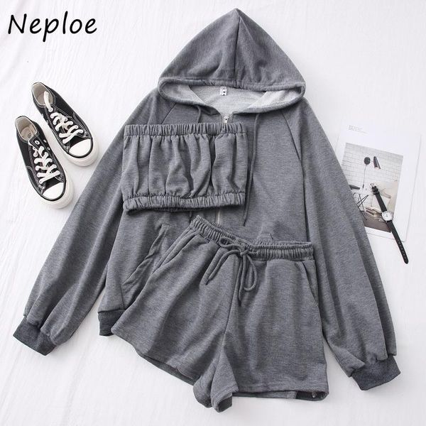 women's tracksuits neploe fashion casual autumn three-piece 2021 women strapless super short vest + elastic waist shorts long-sleeve ja, Gray
women's tracksuits neploe fashion casual autumn three-piece 2021 women strapless super short vest + elastic waist shorts long-sleeve ja, Gray