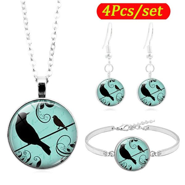 earrings & necklace bird silhouette art po cabochon glass jewelry set fashion bracelet earring sets for women gifts, Silver
earrings & necklace bird silhouette art po cabochon glass jewelry set fashion bracelet earring sets for women gifts, Silver