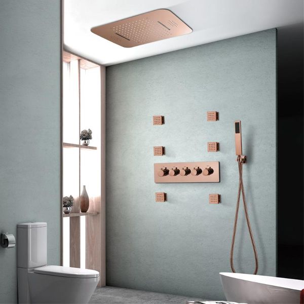 bathroom shower sets embedded ceiling led head thermostatic faucet mixer taps rose gold rainfall showerheads 580*380mm size
bathroom shower sets embedded ceiling led head thermostatic faucet mixer taps rose gold rainfall showerheads 580*380mm size