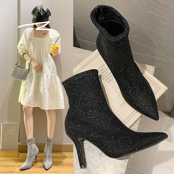 boots fashion ladies ankle women bling shoes high heels 2021 autumn early winter thin heel 9cm a2831, Black
boots fashion ladies ankle women bling shoes high heels 2021 autumn early winter thin heel 9cm a2831, Black