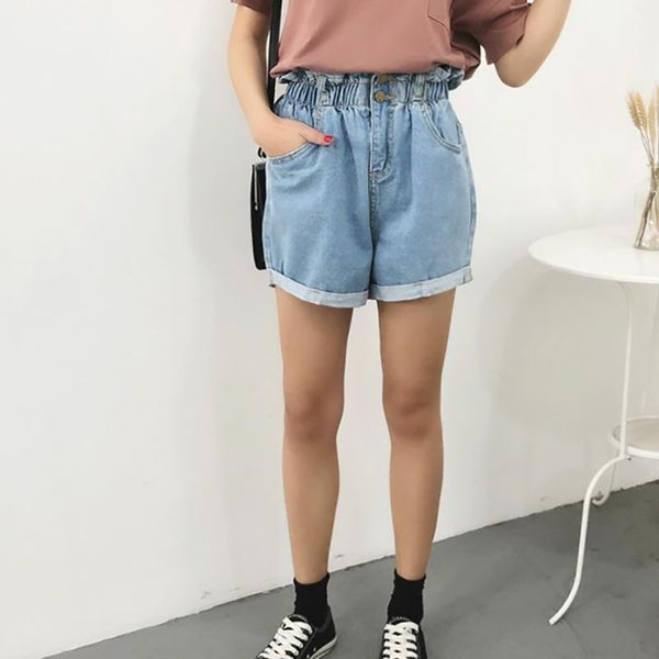 fanco summer denim shorts women casual loose ladies fashion elastic high waist roll up hem pocket blue white jeans female women's, White;black
fanco summer denim shorts women casual loose ladies fashion elastic high waist roll up hem pocket blue white jeans female women's, White;black
