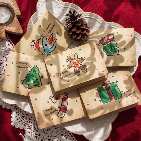 6pcs christmas themed greeting cards original design simplicity vintage festival blessing for party
6pcs christmas themed greeting cards original design simplicity vintage festival blessing for party