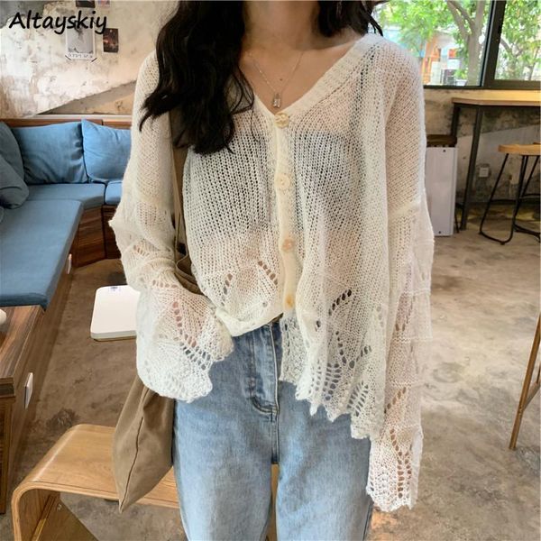 women's knits & tees women cardigan long sleeve summer thin outwear hollow out simple casual all-match knitted sun-proof button up stu, White
women's knits & tees women cardigan long sleeve summer thin outwear hollow out simple casual all-match knitted sun-proof button up stu, White