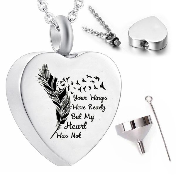 heart cremation jewelry pendant necklace feather big goose ashes urn -your wings were ready, Silver
heart cremation jewelry pendant necklace feather big goose ashes urn -your wings were ready, Silver