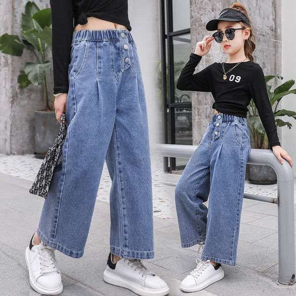 girls spring and autumn wide leg denim pants solid elastic waist kids jeans korean straight 3-13 years old childrens trousers, Blue
girls spring and autumn wide leg denim pants solid elastic waist kids jeans korean straight 3-13 years old childrens trousers, Blue