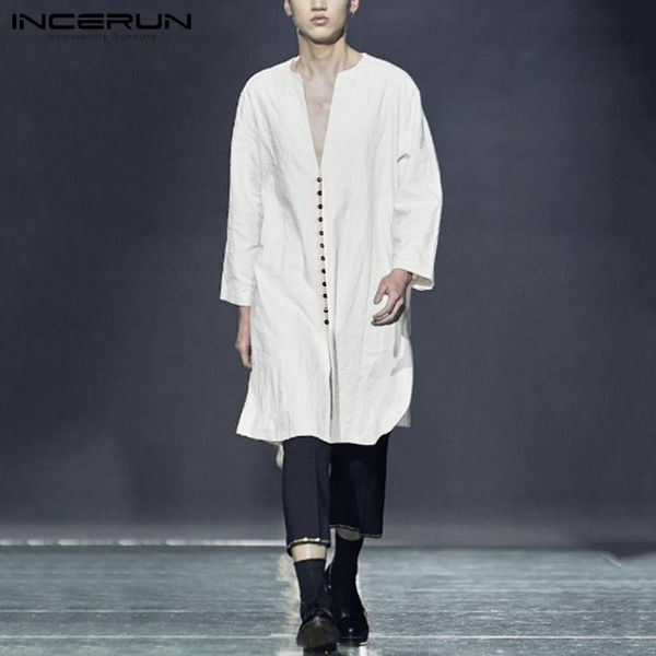 men's trench coats incerun 2021 men v neck solid color mushroom buckle long jackets fashion casual retro mens cotton linen overcoats, Tan;black
men's trench coats incerun 2021 men v neck solid color mushroom buckle long jackets fashion casual retro mens cotton linen overcoats, Tan;black