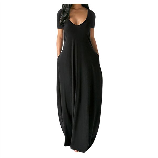 vintage long casual soild women dresses plus size solid v neck pocket short sleeve elegant loose, Black;gray
vintage long casual soild women dresses plus size solid v neck pocket short sleeve elegant loose, Black;gray