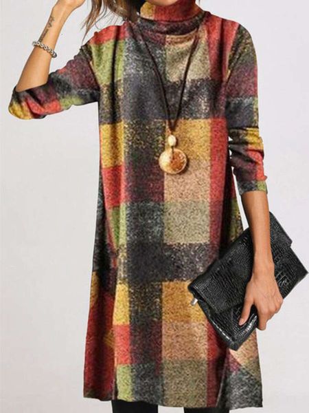 casual dresses thickened french cashmere high collar long sve plaid drs in autumn and winter, Black;gray
casual dresses thickened french cashmere high collar long sve plaid drs in autumn and winter, Black;gray