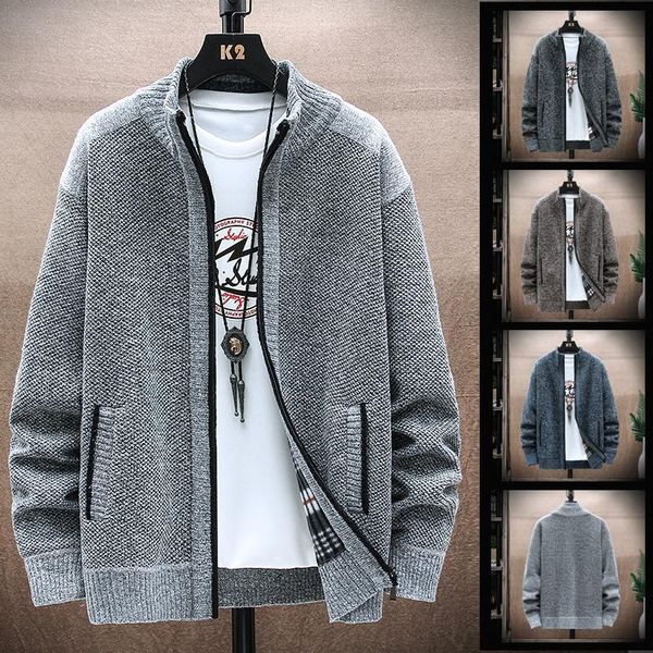 men's sweaters autumn and winter plus size fashion zipper sweater jacket stand collar warm, White;black
men's sweaters autumn and winter plus size fashion zipper sweater jacket stand collar warm, White;black