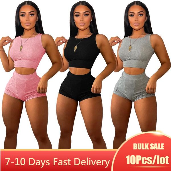 women's tracksuits bulk items wholesale lots summer sporty two piece set solid ribbed knit crop and shorts 2021 fashion casual streetwe, Gray
women's tracksuits bulk items wholesale lots summer sporty two piece set solid ribbed knit crop and shorts 2021 fashion casual streetwe, Gray
