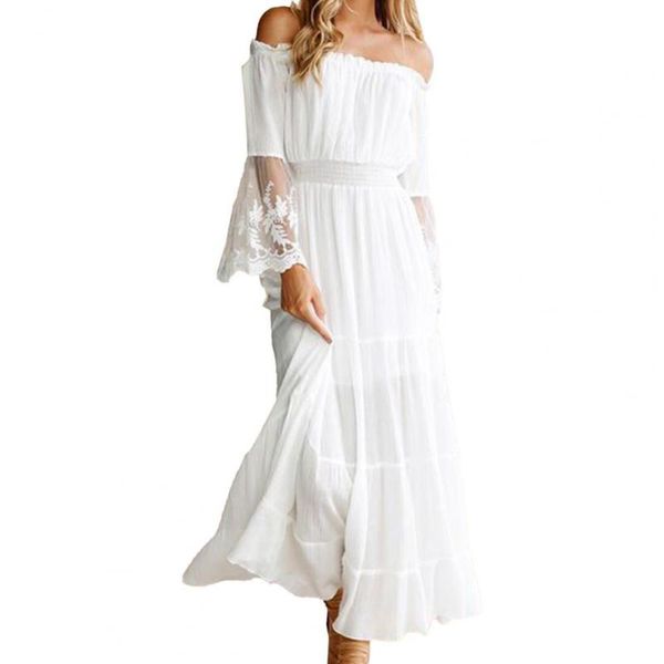 casual dresses lace crochet off shoulder women dress double layers flared sleeve white long for vacation summer street wear xl vestidos, Black;gray
casual dresses lace crochet off shoulder women dress double layers flared sleeve white long for vacation summer street wear xl vestidos, Black;gray