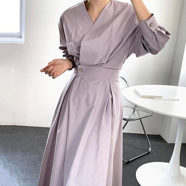 casual dresses zcsmll korean summer autumn simple v-neck cross one button waist loose puff sleeves large swing long dress women 2021 tide, Black;gray
casual dresses zcsmll korean summer autumn simple v-neck cross one button waist loose puff sleeves large swing long dress women 2021 tide, Black;gray