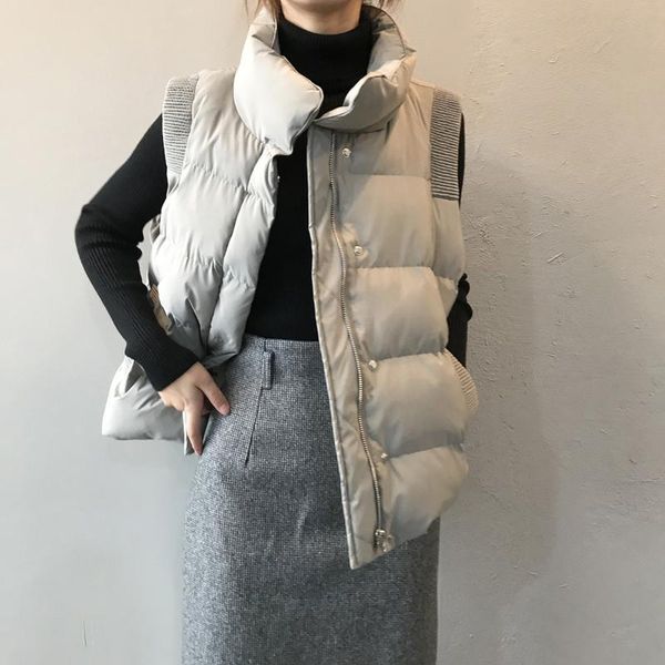 women's vests 2021 winter stand collar cotton waistcoat women fashion warm sleeveless parkas vest coat female casual outerwear chic top, Black;white
women's vests 2021 winter stand collar cotton waistcoat women fashion warm sleeveless parkas vest coat female casual outerwear chic top, Black;white