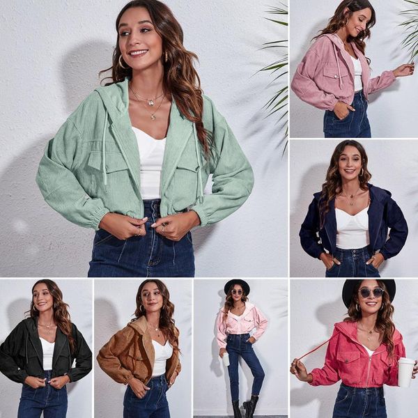 women's jackets corduroy drop shoulder outerwear zip up cropped sweatshirts long sleeve pocket loose hoodie jacket, Black;brown
women's jackets corduroy drop shoulder outerwear zip up cropped sweatshirts long sleeve pocket loose hoodie jacket, Black;brown