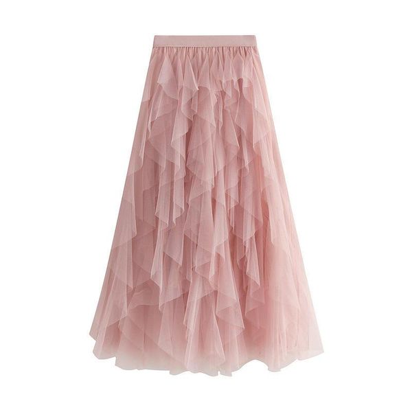 women leisure sweet elastic waist tulle mesh skirt splicing irregular fairy long skirts, Black
women leisure sweet elastic waist tulle mesh skirt splicing irregular fairy long skirts, Black