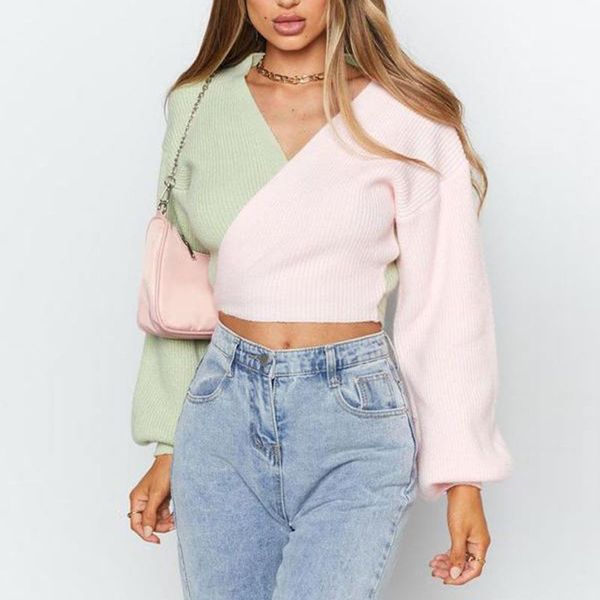 women's sweaters autumn and 2021 winter contrast color stitching cross strap long-sleeved street style loose knitted sweater pullover, White;black
women's sweaters autumn and 2021 winter contrast color stitching cross strap long-sleeved street style loose knitted sweater pullover, White;black