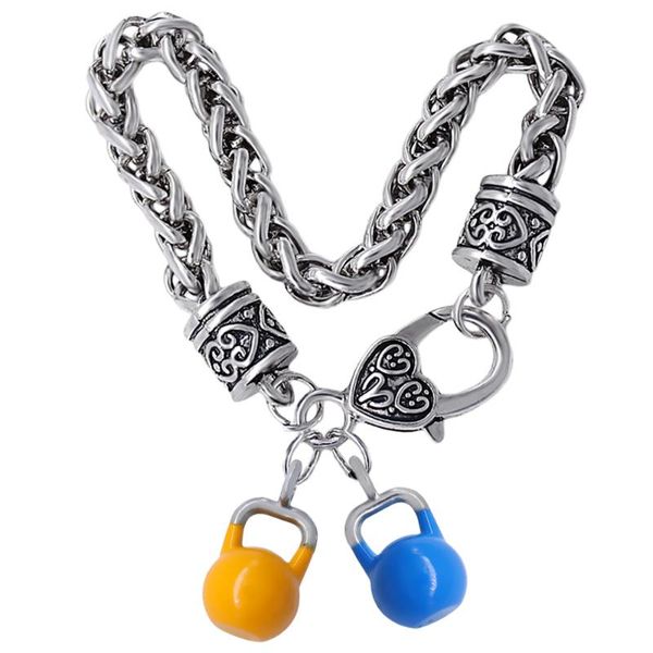 link, chain fashion enamel color 3d metal kettlebell pendant bracelet gym fitness men and women wheat bangle, Black
link, chain fashion enamel color 3d metal kettlebell pendant bracelet gym fitness men and women wheat bangle, Black