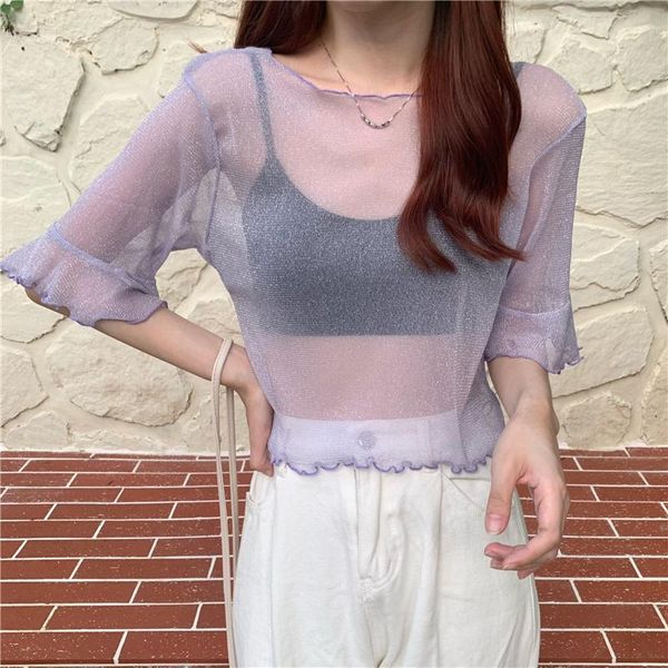 women's t-shirt girls transparent mesh t-shirts tees female half flare sleeve stretchable tshirt crop for women real pos, White
women's t-shirt girls transparent mesh t-shirts tees female half flare sleeve stretchable tshirt crop for women real pos, White
