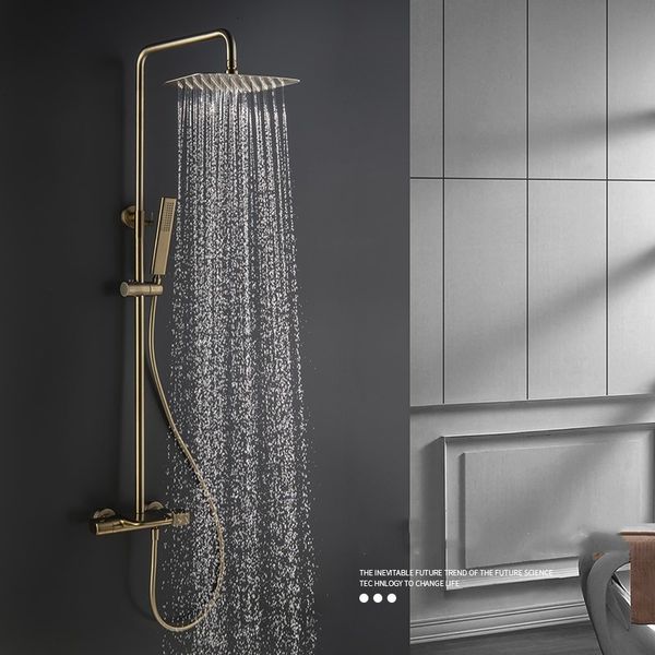 other faucets, showers & accs bathroom set brush gold thermostatic bath waterfall wall mounted rain fall brass h4pl
other faucets, showers & accs bathroom set brush gold thermostatic bath waterfall wall mounted rain fall brass h4pl