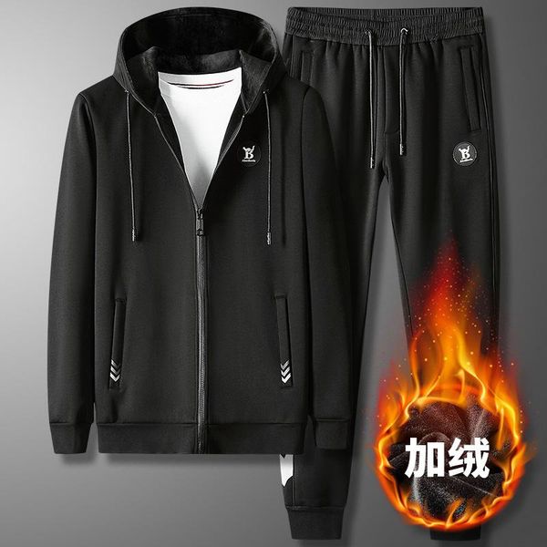 men's tracksuits boutique plush and thickened sports suit warm coat large size youth casual sweater trousers two piece set, Gray
men's tracksuits boutique plush and thickened sports suit warm coat large size youth casual sweater trousers two piece set, Gray