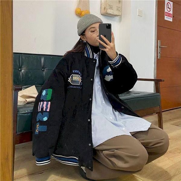 women's jackets corduroy baseball jacket women 2021 black cardigan preppy loose korean fashion streetwear stitching female harajuku clo, Black;brown
women's jackets corduroy baseball jacket women 2021 black cardigan preppy loose korean fashion streetwear stitching female harajuku clo, Black;brown
