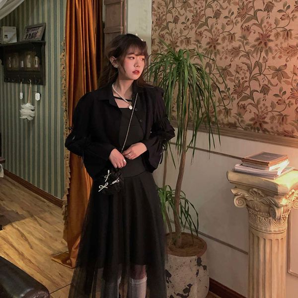 party dresses little black french pure desire wind suspender fairy gauze skirt summer 2021 mid long dress gccj, White;black
party dresses little black french pure desire wind suspender fairy gauze skirt summer 2021 mid long dress gccj, White;black