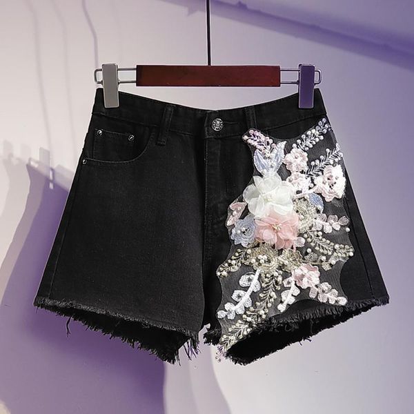 women's jeans beaded embroidery denim shorts fashion brand vintage tassel ripped loose high waist punk short, Blue
women's jeans beaded embroidery denim shorts fashion brand vintage tassel ripped loose high waist punk short, Blue