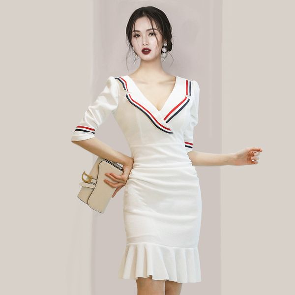 vintage spring v-neck office work dress vestidos bodycon women's slim ruffles party dress 210518, Black;gray
vintage spring v-neck office work dress vestidos bodycon women's slim ruffles party dress 210518, Black;gray