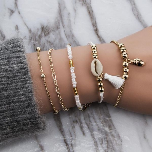 link, chain 5pcs gold natural shell bracelets set pineapple charm love letter boho for women bangles bohemia wrist jewelry, Black
link, chain 5pcs gold natural shell bracelets set pineapple charm love letter boho for women bangles bohemia wrist jewelry, Black