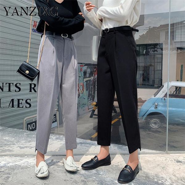women's pants & capris 2021 autumn winter women pant with belt high waist pocket korean style formal fashion ankle-length f030, Black;white
women's pants & capris 2021 autumn winter women pant with belt high waist pocket korean style formal fashion ankle-length f030, Black;white