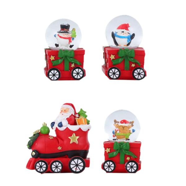 novelty items 4pcs christmas crystal gift train shaped deskdecor glass snow globe