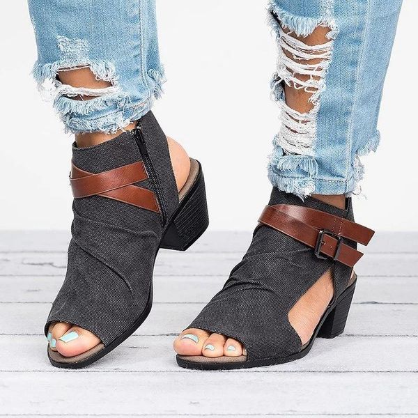 women shoes summer mid heels peep toe sandals ladies buckle strap gladiator plus size sandalias mujer chaussures femme, Black
women shoes summer mid heels peep toe sandals ladies buckle strap gladiator plus size sandalias mujer chaussures femme, Black