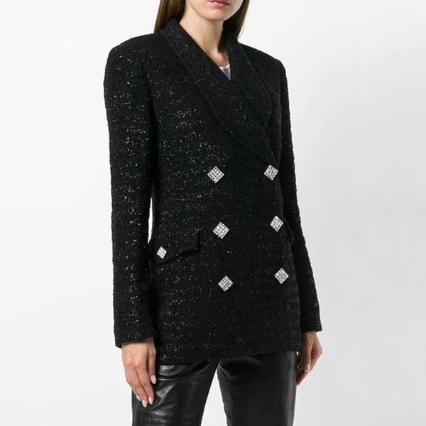 women's suits & blazers factory price plus size casual blazer spring diamonds buttons shawl collar weaving fit coat, White;black
women's suits & blazers factory price plus size casual blazer spring diamonds buttons shawl collar weaving fit coat, White;black