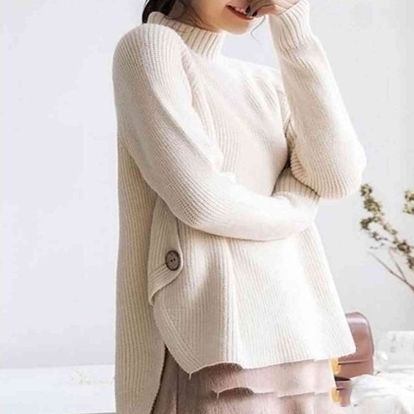 women's sweaters women and pullovers korean fashion half turtleneck irregular loose lazy all-match solid ladies thick sweater 69vf, White;black
women's sweaters women and pullovers korean fashion half turtleneck irregular loose lazy all-match solid ladies thick sweater 69vf, White;black