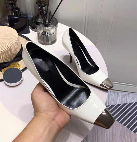 new fashion designer women's pointed formal dress cleats high heels 9cm patent leather rivet sandals christmas high heels 35-41, Black
new fashion designer women's pointed formal dress cleats high heels 9cm patent leather rivet sandals christmas high heels 35-41, Black