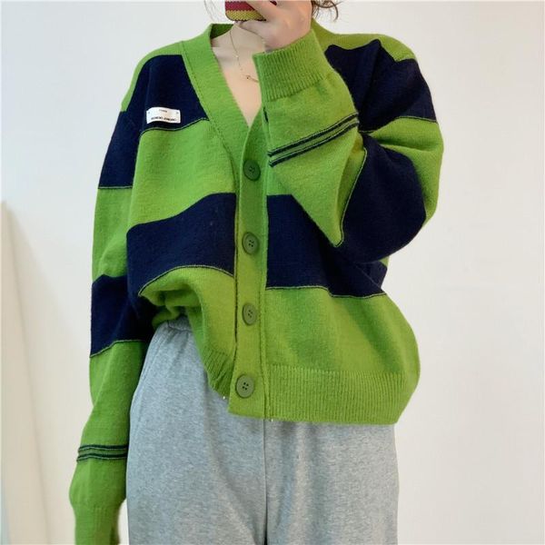 women's knits & tees korean style women sweaters autumn knitting v neck loose cardigan fashion green striped long sleeve casual female, White
women's knits & tees korean style women sweaters autumn knitting v neck loose cardigan fashion green striped long sleeve casual female, White