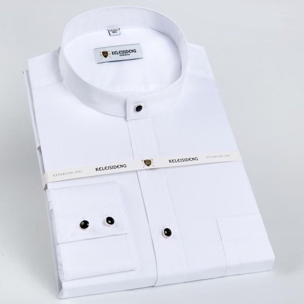 men's banded collar long sleeve solid dress shirts single patch pocket standard-fit formal business casual blouse cotton shirt, White;black
men's banded collar long sleeve solid dress shirts single patch pocket standard-fit formal business casual blouse cotton shirt, White;black